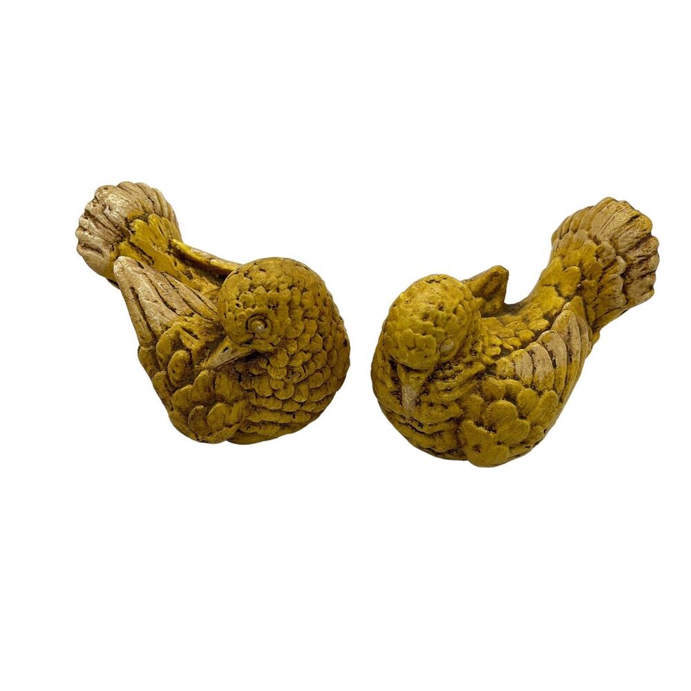 Dove Bird Carved Resin Home Decor Craft Farmhouse Vintage Golden / Tan Retro
